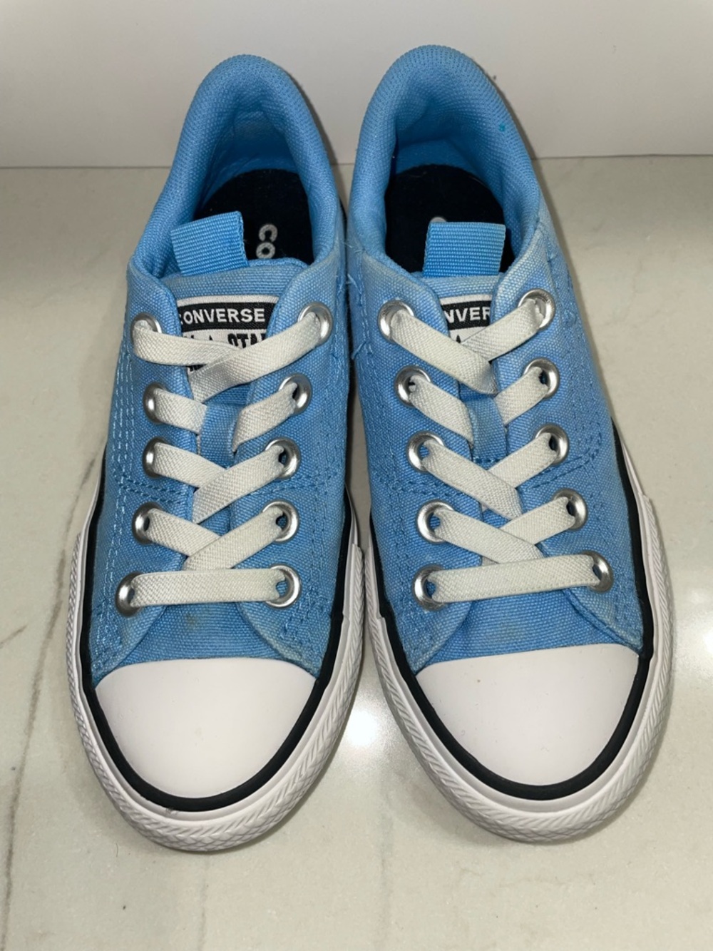 Converse Light Blue Low Top Stretchy Lace Detail Canvas Sneakers Kids Size 12